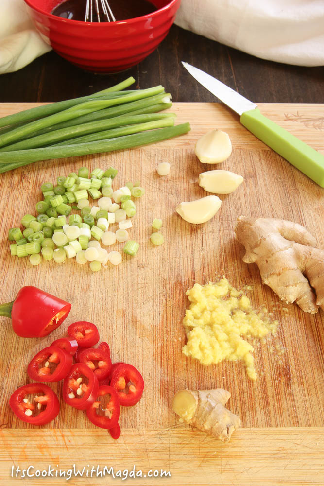 ginger, garlic, chili pepper and green onion